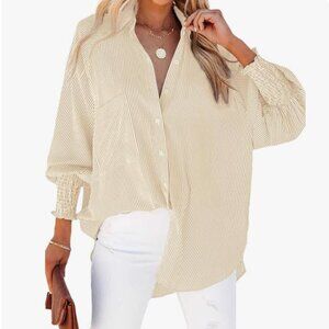 Cream and White Striped Shirt